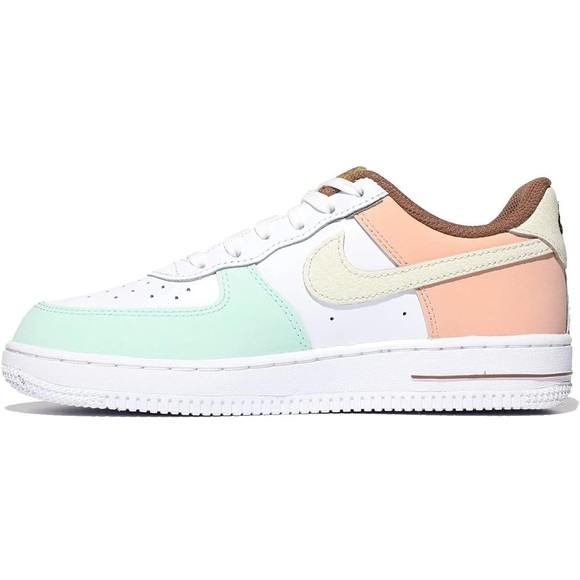 Nike Air Force 1 with White, Mint, Peach, and Brown - Picture 2 of 7